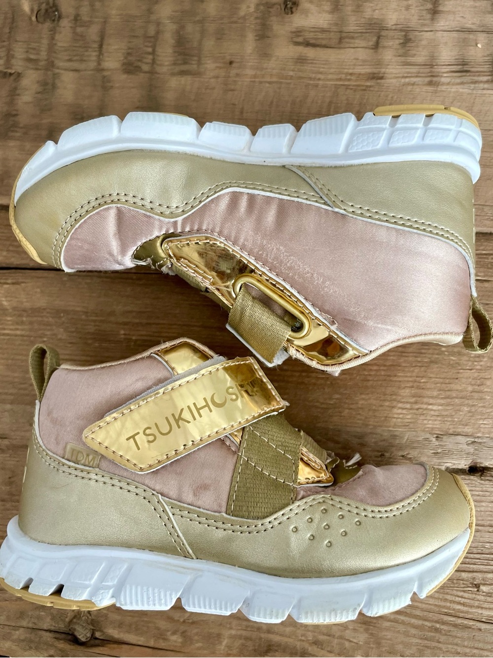 Tsukihoshi: Metallic Gold and Satin Bronze Toddlers Sneakers - Picture 2 of 16